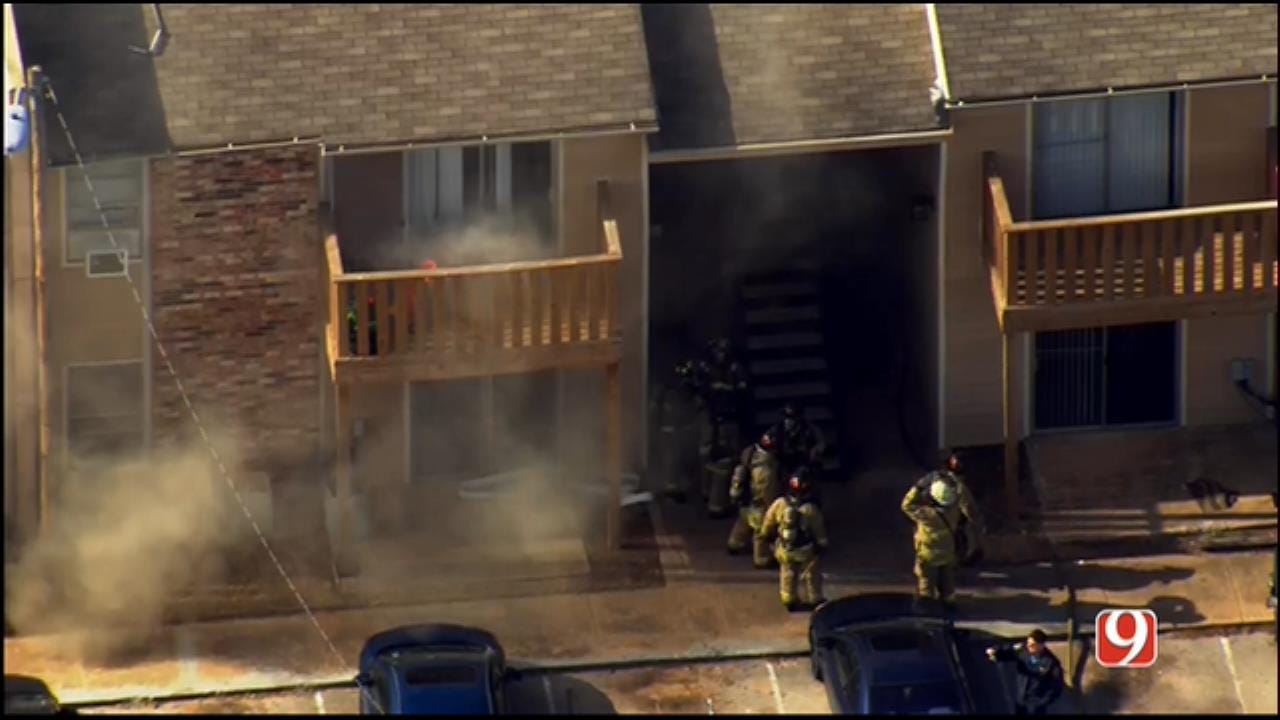 WEB EXTRA: SkyNews 9 Flies Over Apartment Fire In NW OKC