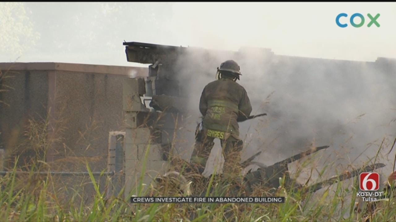 Firefighters Work To Put Out Fire At Abandoned Sand Springs Building