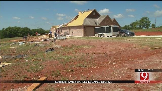 Luther Family Takes Cover Before Storm Damages Home