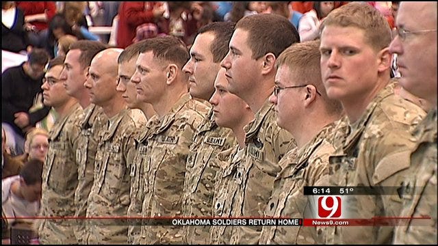 Group Of Oklahoma National Guard Soldiers Returned Home Saturday