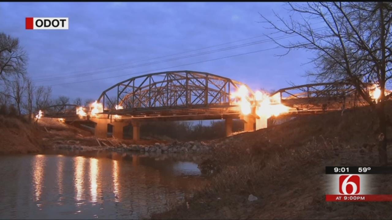 ODOT Takes Down Bridge Over Bird Creek With Explosives