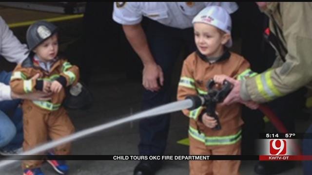 Young Boy Battling Cancer Gets Hands-On Visit To OKC Fire Station
