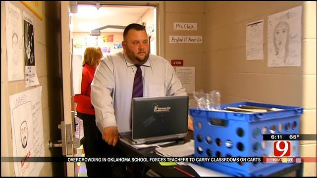 Overcrowding In Okla. School Forces Teachers To Carry Classrooms On Carts