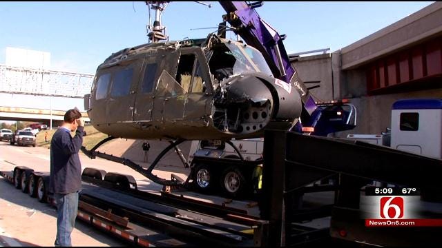 Huey Helicopter Knocked Off Trailer On Way To Tulsa Veterans Day Parade