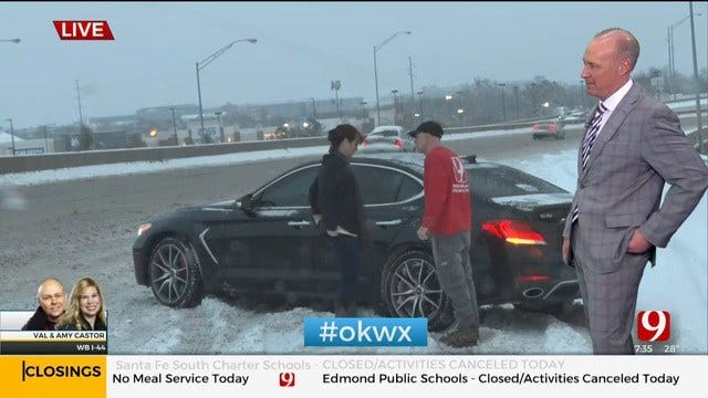 WATCH: Val & Amy Castor Help Driver Stuck In Snow On WB I-44