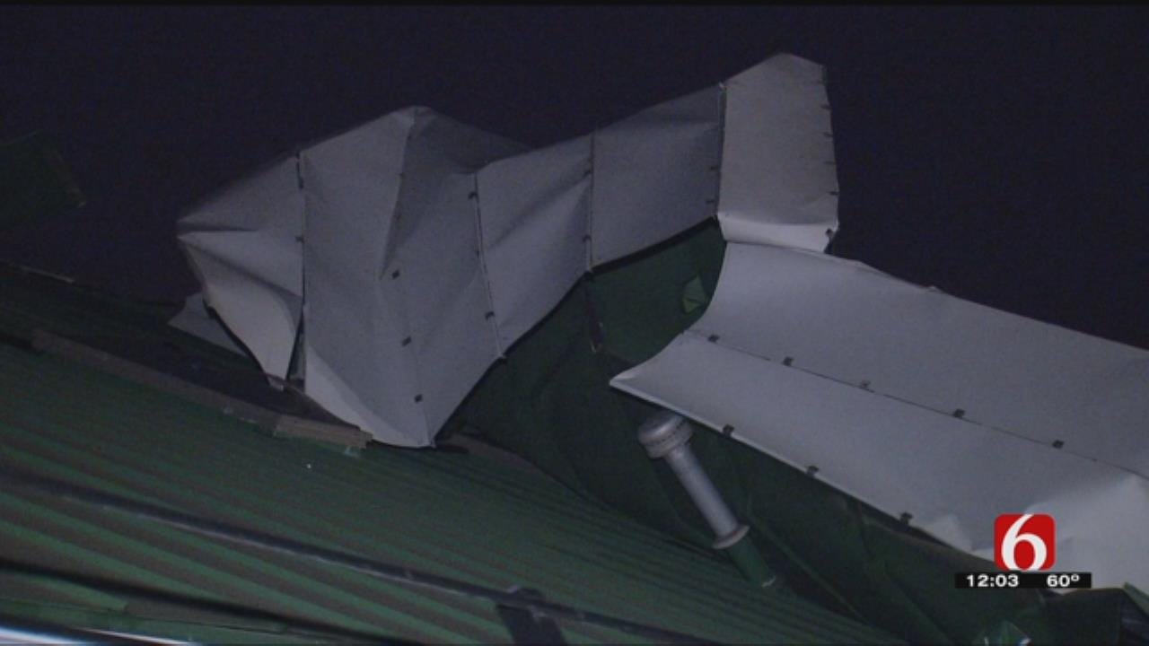 Storm Damages Metal Roof At Tulsa Animal Hospital