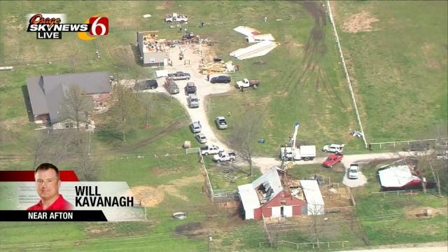 Osage SkyNews 6 HD Flies Over Afton Area Tornado Damage