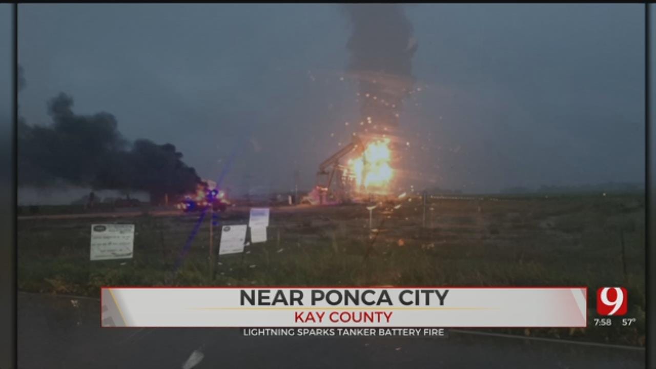 Lighting Strikes Ignites Tank Battery Fire Near Ponca City