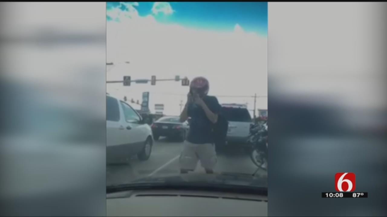 Tulsa Mother Captures Motorcycle Driver Smashing Window With Helmet