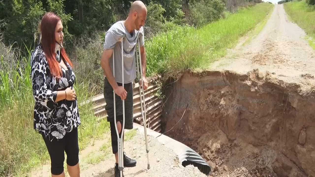Stillwater Couple Recovering After Crashing Truck Into Massive Sinkhole