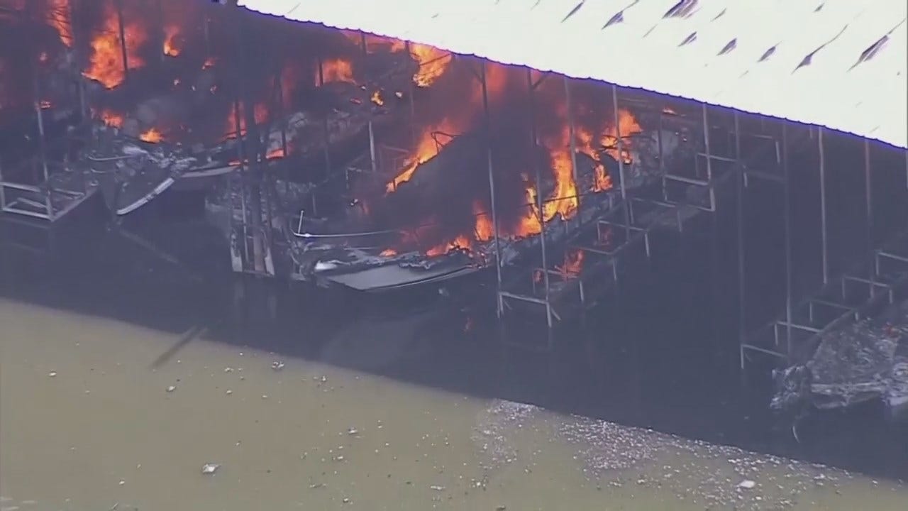 WEB EXTRA: Marina, Boats Destroyed In Fire At Lake Texoma