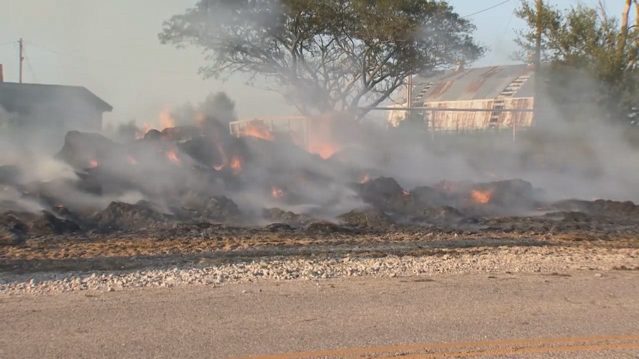 WEB EXTRA: Video From Scene Of Barnsdall Hay Bale Fire