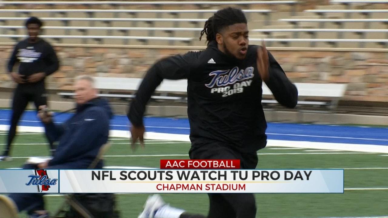TU Football Seniors Drill For NFL Scouts On Pro Day