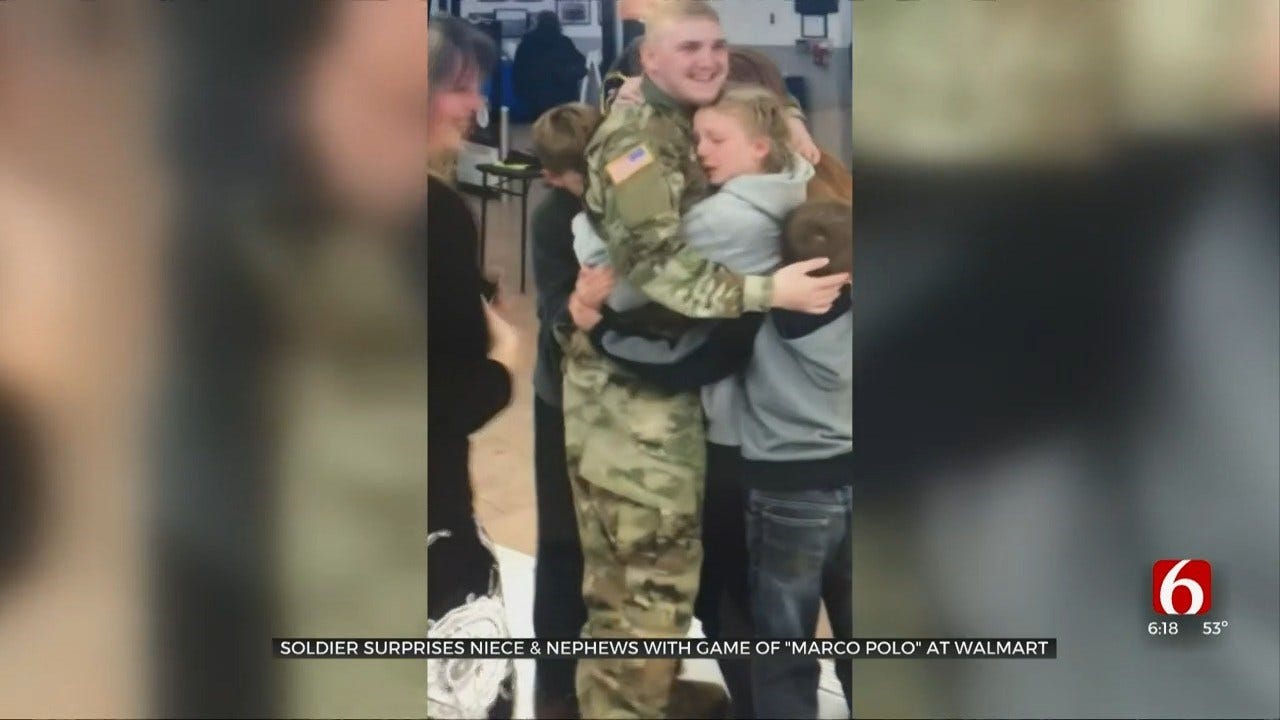 Soldier Surprises Family With Game Of 'Marco Polo' At Walmart