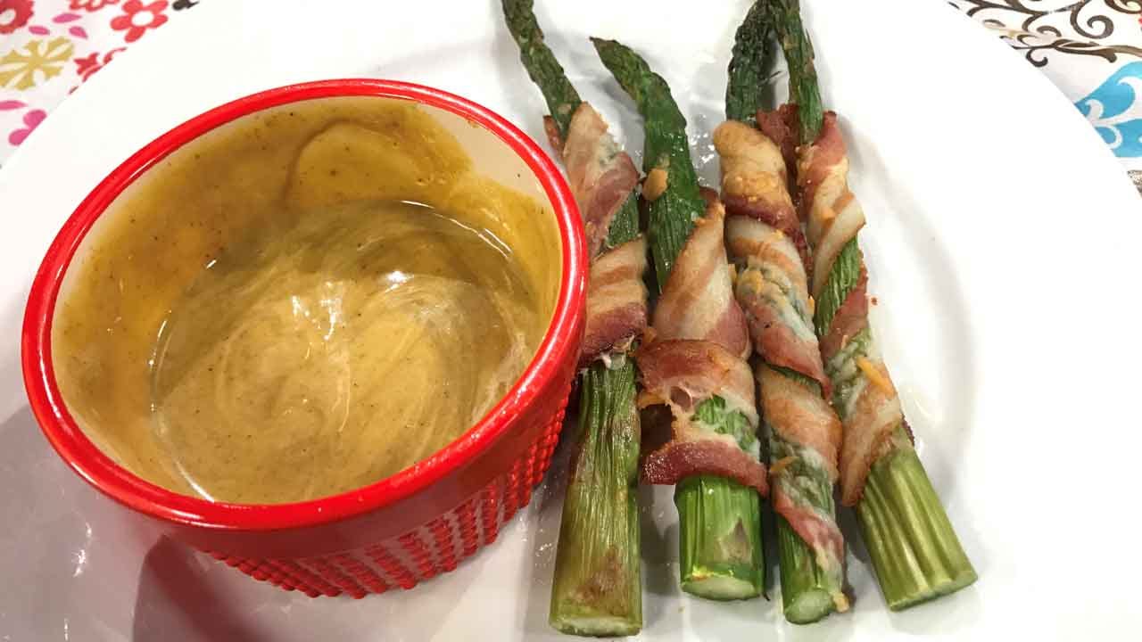 Asparagus Wraps With Curry Mustard Sauce