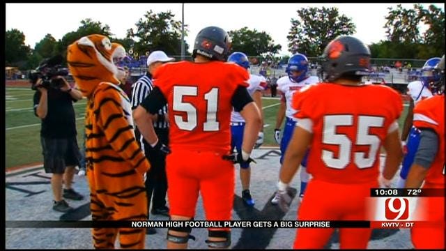 Air Force Dad Surprises Son, Norman High Football Player