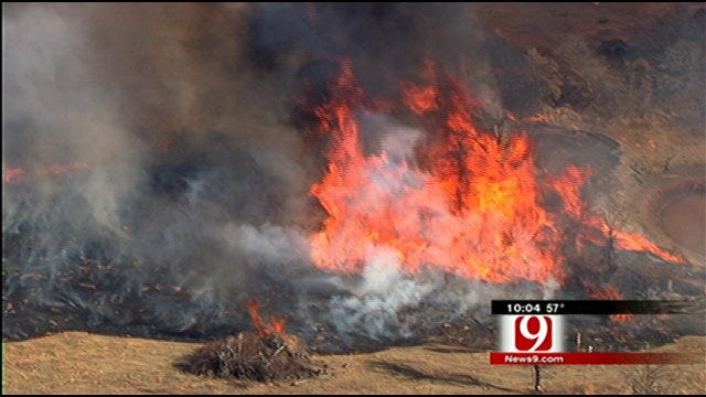 Several Fire Departments Fight Rekindled Luther Grass Fire