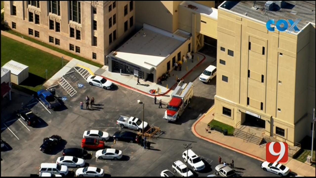Bob Mills SkyNews 9 Flies Over A White Powder Investigation At Grady Co. Courthouse