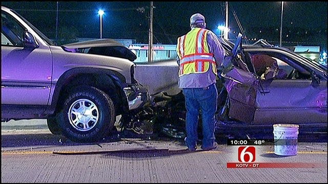 One Killed, Another Injured In Multi-Car Pileup On I-44 In Midtown Tulsa