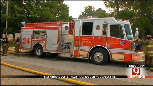 Two Firefighters Treated For Heat Exhaustion Battling OKC Duplex Fire