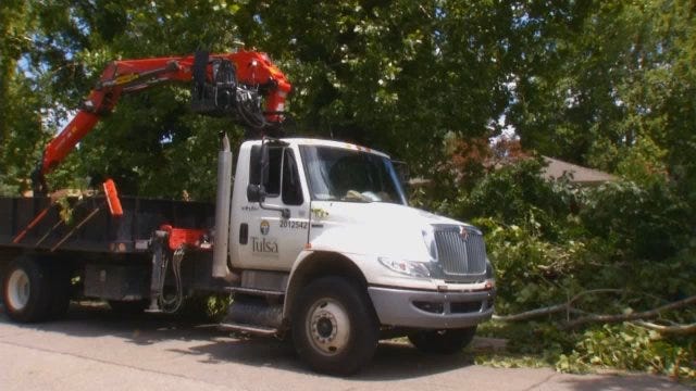 WEB EXTRA: Video Of Crews Clearing Tree Debris From Power Lines Around Tulsa