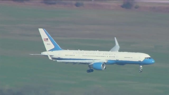 WEB EXTRA: Air Force Two Lands In Tulsa