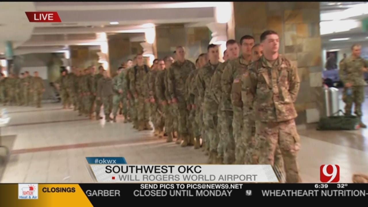 Soldiers Stuck At Will Rogers World Airport Due To Winter Weather