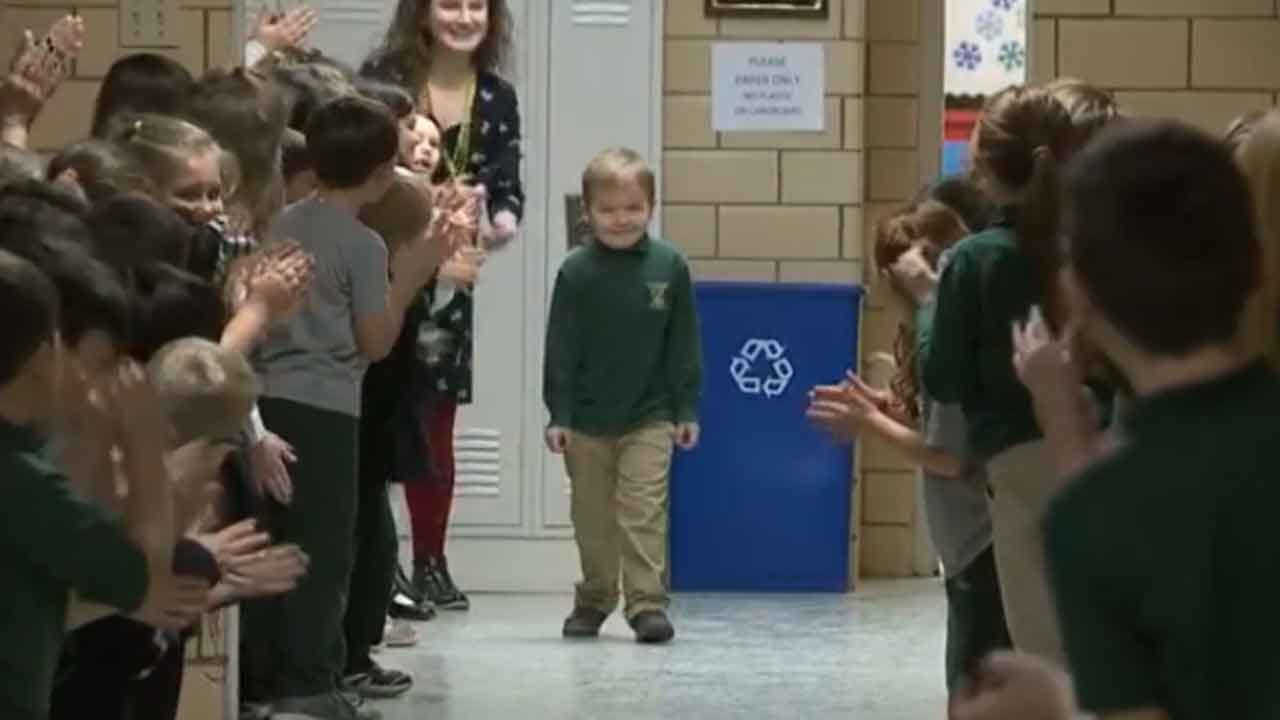 WATCH: Classmates Give Standing Ovation To 6-Year-Old Boy After His Final Chemo Treatment