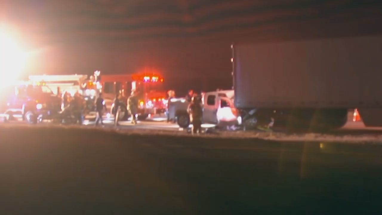 Video From Scene Of Pickup/Semi Crash On Highway 412 In Rogers County
