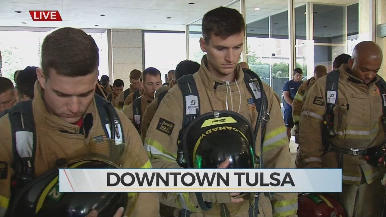 First Responders take Part In 9/11 Memorial Stair Climb In Tulsa