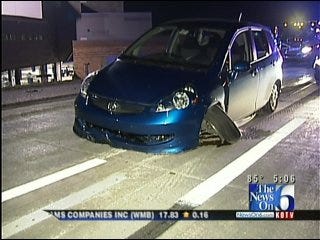 Driver Ignores Barricade, Crashes On Closed Downtown Tulsa Highway