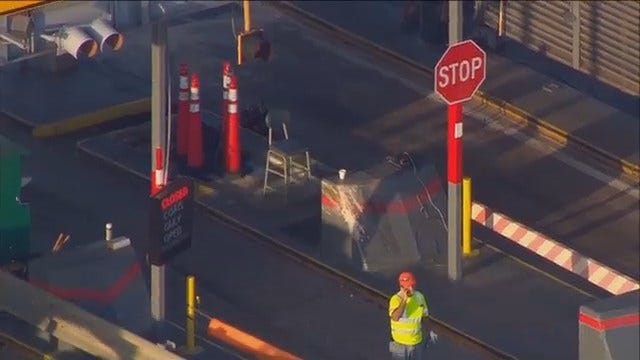 WEB EXTRA: Muskogee Turnpike Toll Booth Damage As Seen From Osage SkyNews 6