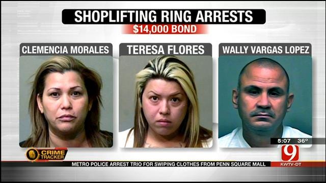 3 Arrested For Shoplifting Nearly $15K Worth Of Items From OKC Mall