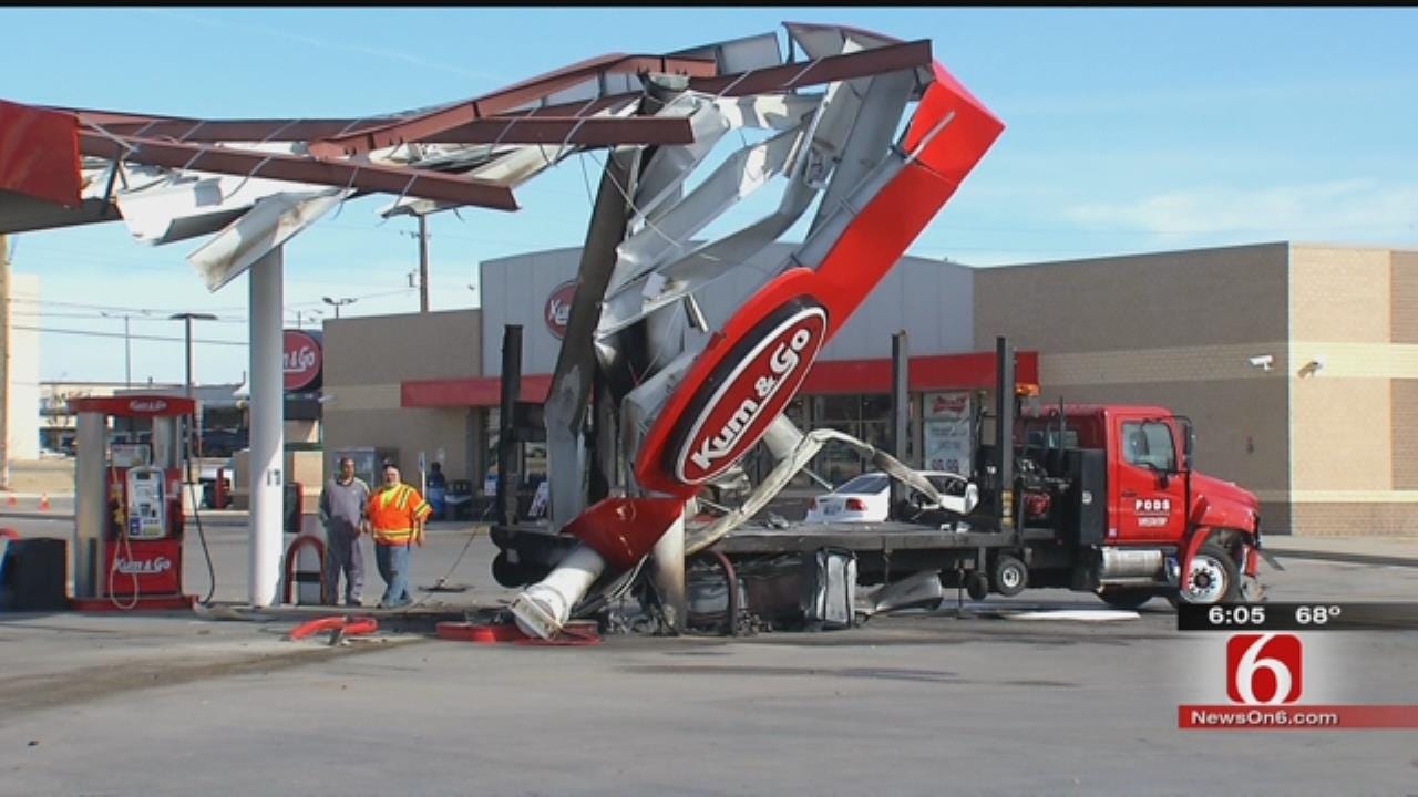 Crash Causes Gas Pump Fire At Broken Arrow Convenience Store