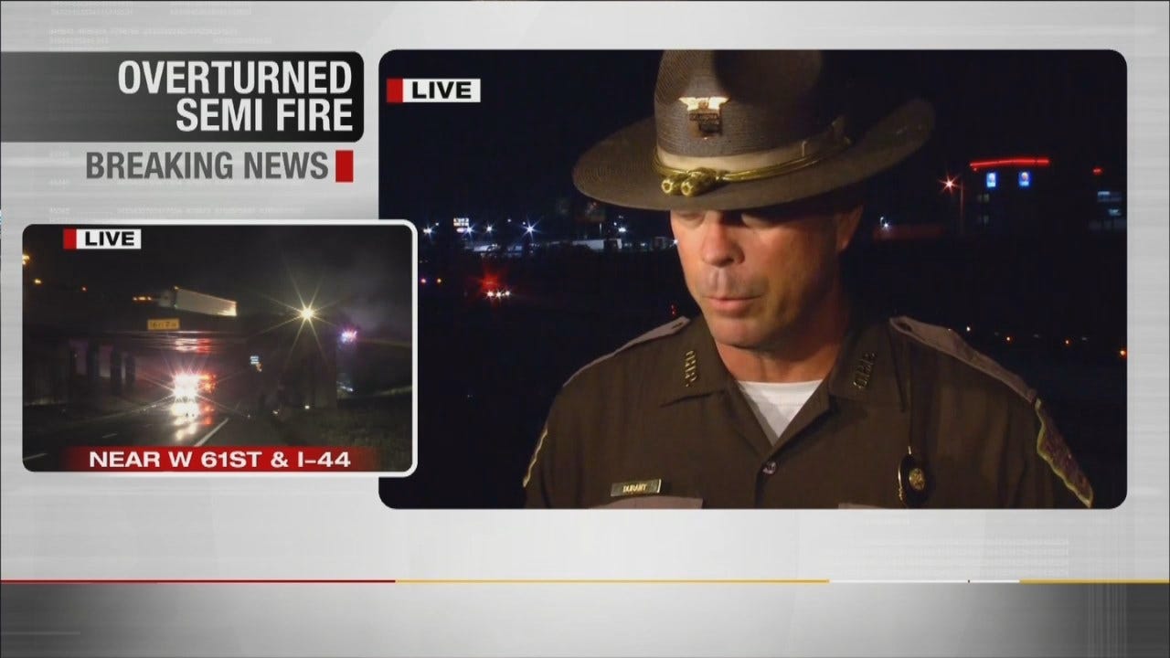 Oklahoma Highway Patrol Talks About Semi Crash, Fire