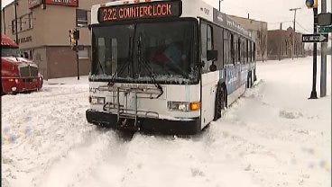 Snowstorm Traps Tulsa Transit Buses