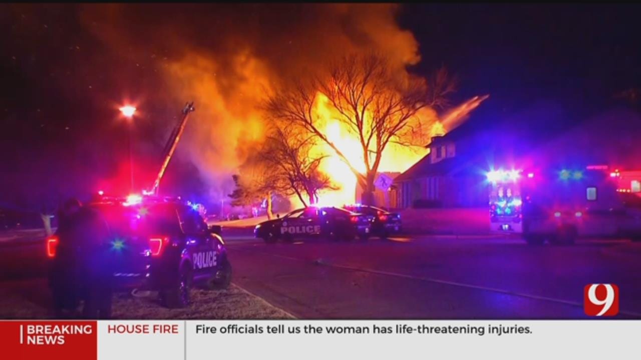 2 Hospitalized As Firefighters Battle Large House Fire In NW OKC