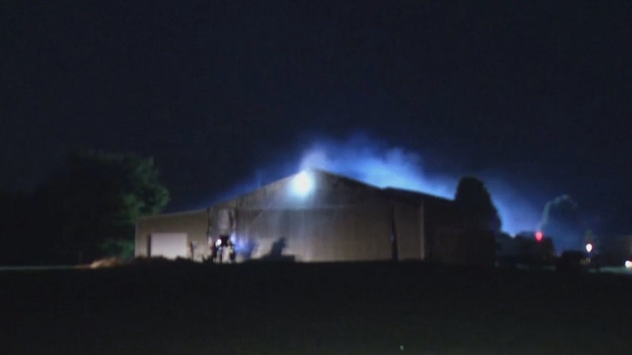 WEB EXTRA: Video From Scene Of Oologah Airplane Hangar Fire