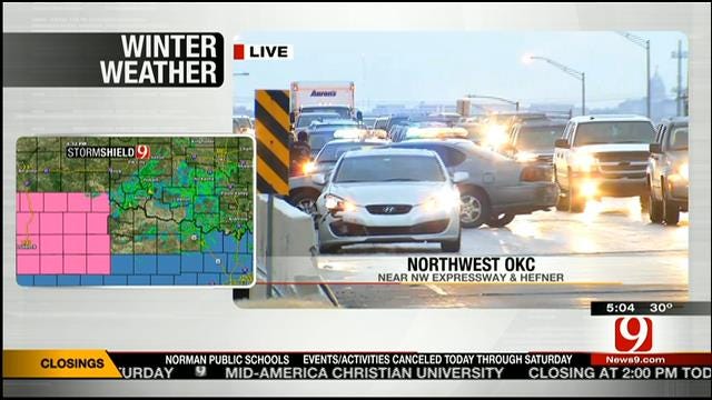 Multiple Accidents Reported As Winter Weather Moves Across OK