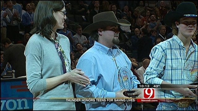 Davis Teens Who Saved Couple's Lives Honored During Thunder Game