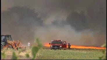 WEB EXTRA: Grass Fire Rages Near Turley