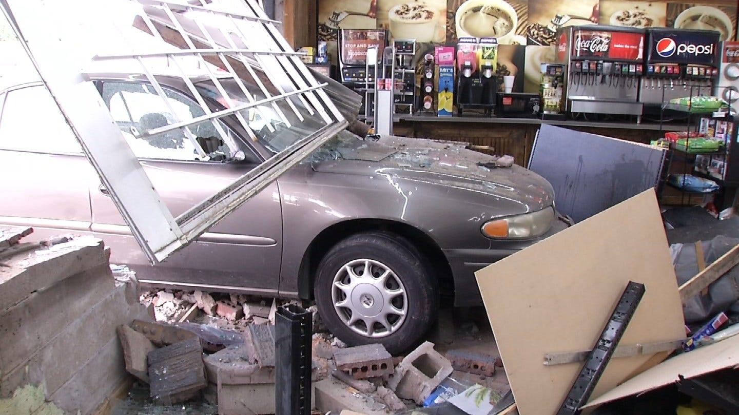Passenger Drives Car Into Tulsa Store