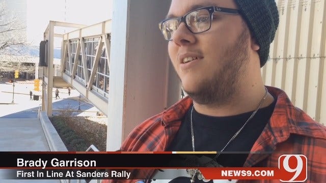 Bernie Sanders Supporter First In Line At Tulsa Rally