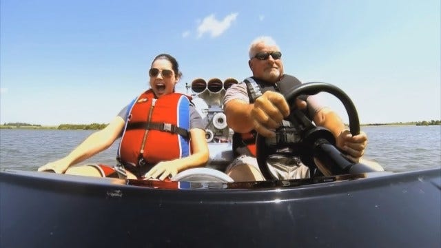 WEB EXTRA: News 9's Lacie Lowry Rides In Drag Race Boat