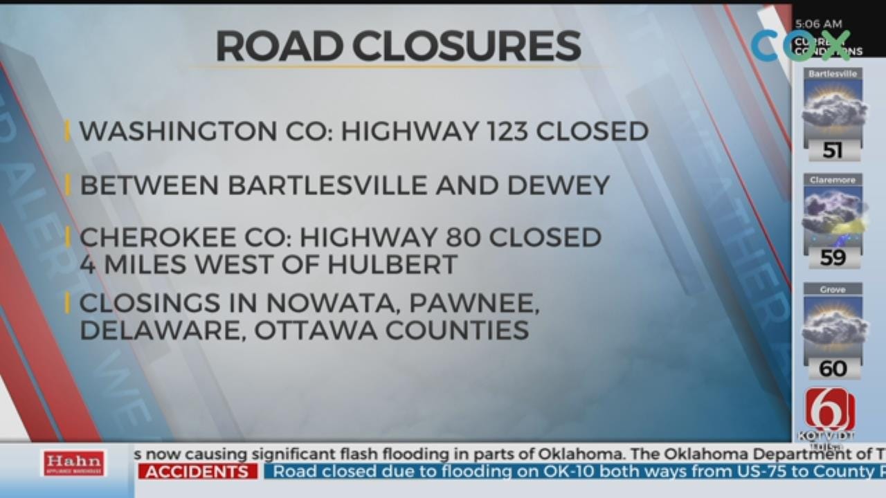 Multiple Oklahoma Roads Closed Due To Flooding