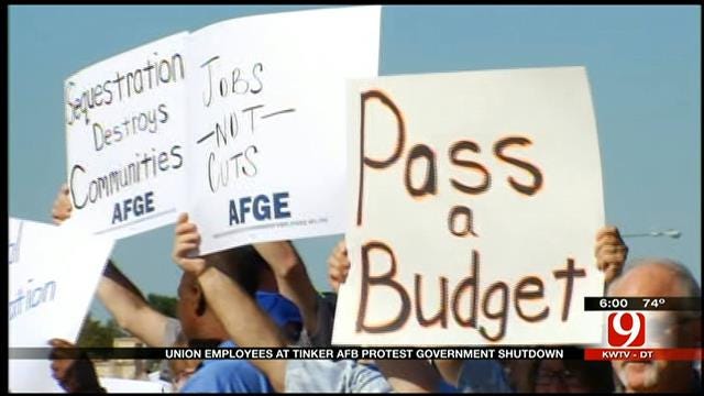 Tinker AFB Union Workers Protest Against Government Shutdown