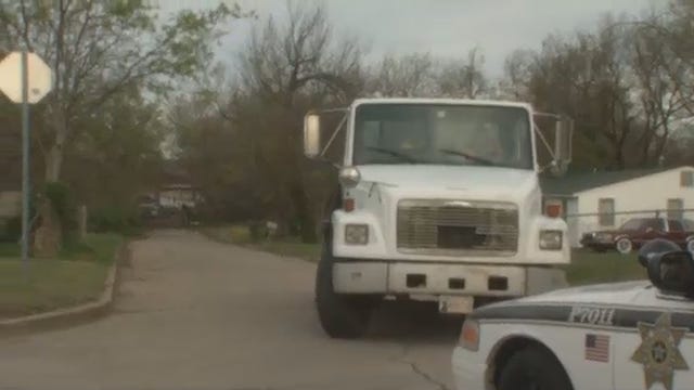 WEB EXTRA: Video Of Scene Where Two Stolen Trucks, Trailers Recovered