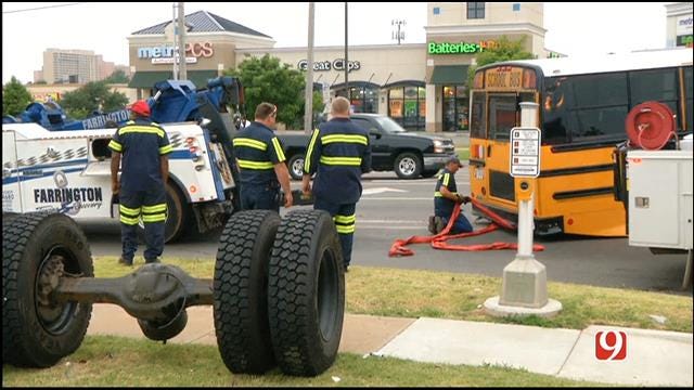 WEB EXTRA: School Bus Loses Rear Axle In NW OKC