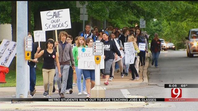 Students At Classen SAS March To Capitol In Protest Of Budget Cuts