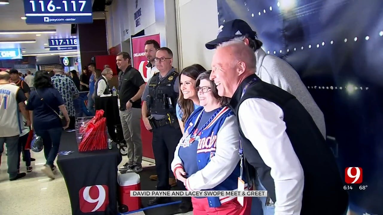Meteorologists David Payne and Lacey Swope were at the game against the Wizards to meet and chat with News 9 viewers. 
